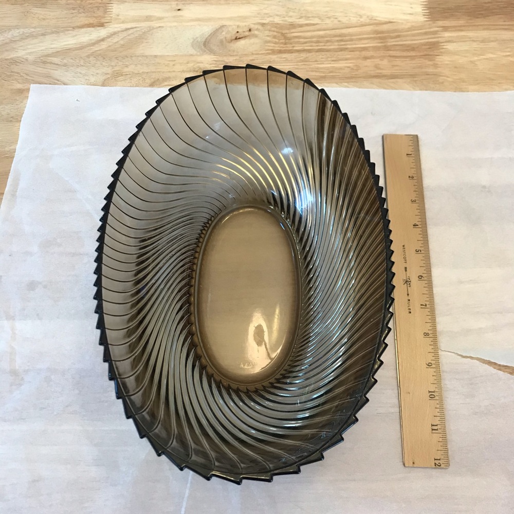 Serving bowl /centerpiece brown beveled France etc
